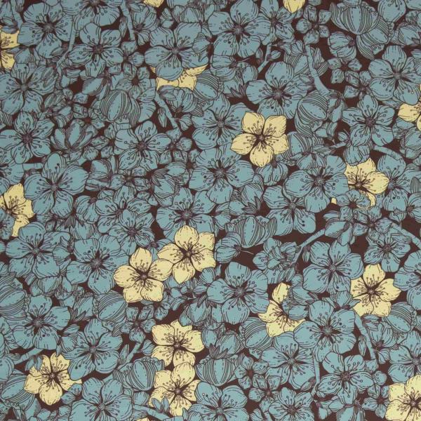 Viskose Florecita by Bienvenido Colorido mint/gelbe Blüten, braun